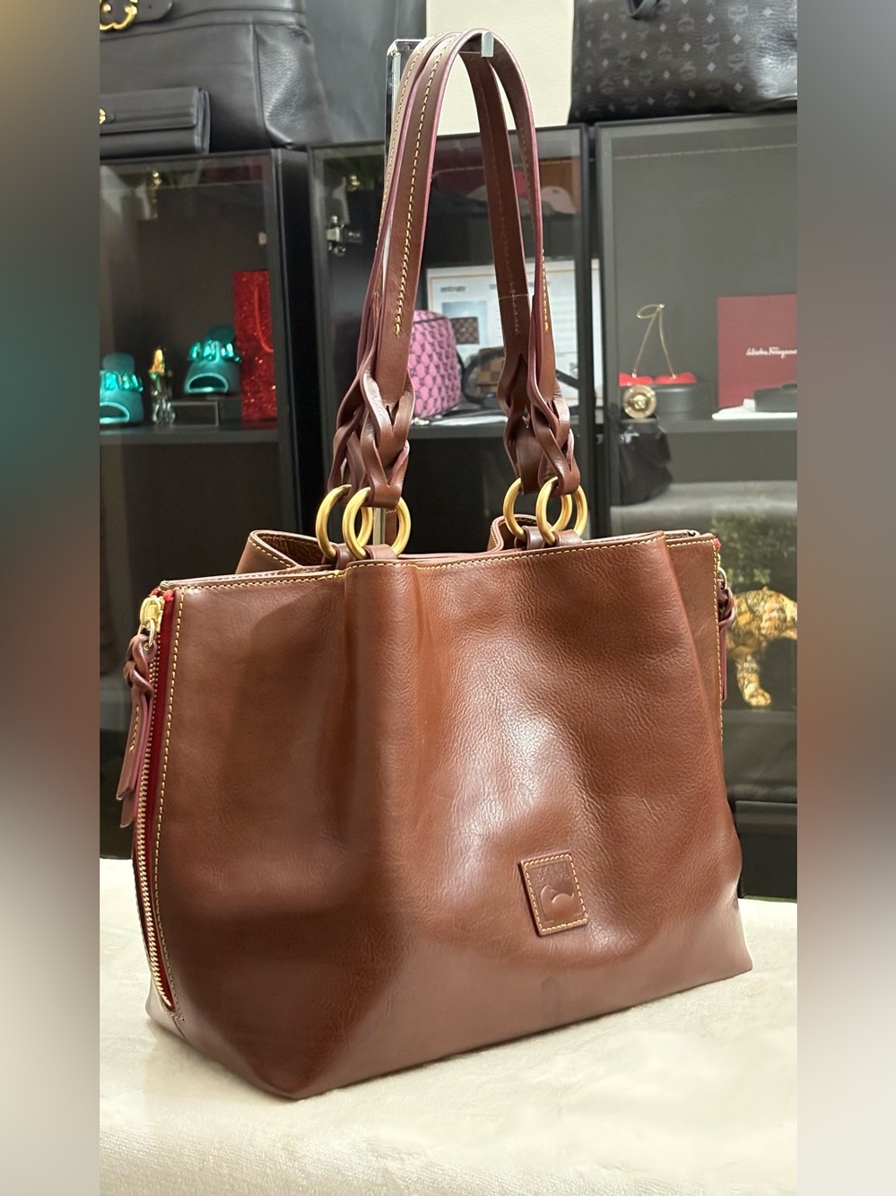 Dooney & Bourke Florentine Women's Leather Tote Bag - Chestnut
